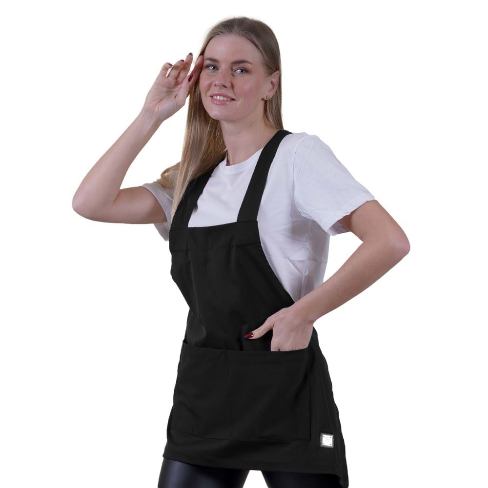 Black Basic Double Pocket Apron for Chef
