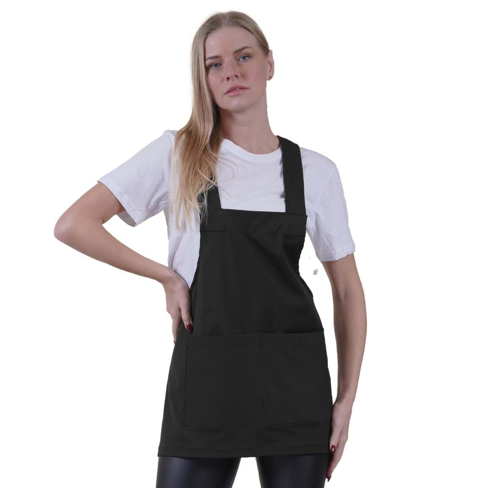 Black Basic Double Pocket Apron for Chef