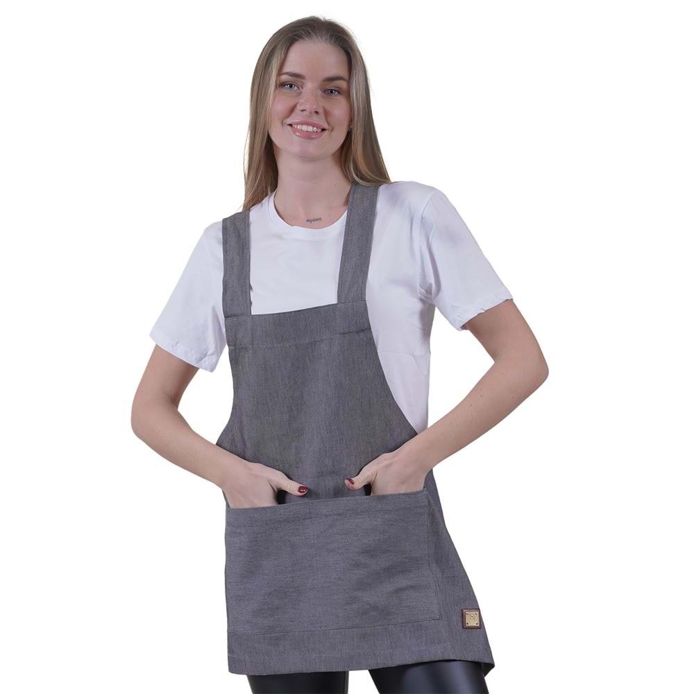 Gray Mellange Basic Double Pocket Apron for Chef