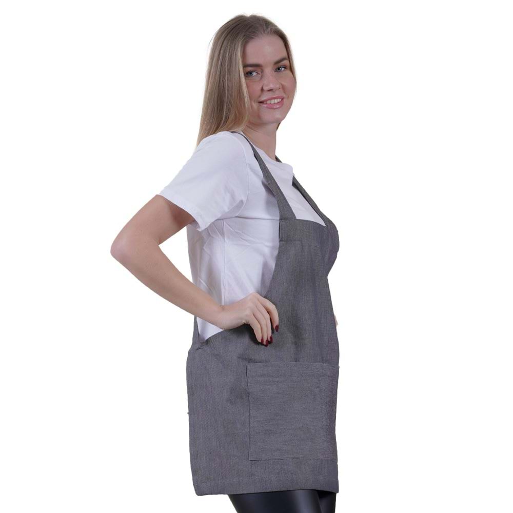 Gray Mellange Basic Double Pocket Apron for Chef