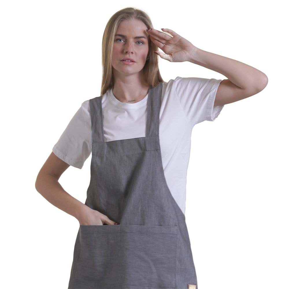 Gray Mellange Basic Double Pocket Apron for Chef