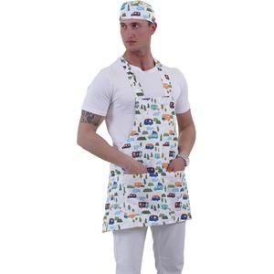 Colorful Caravan Printed Double Pocket Apron for Chef