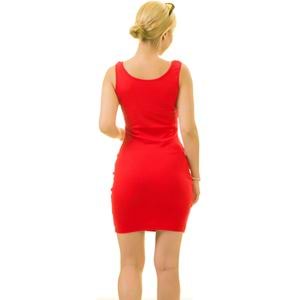 Red Elastan Kinted Women's Shirt Dress
