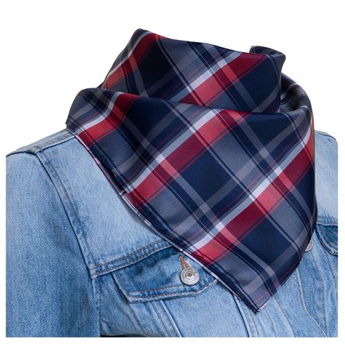 Navy Plaid Woman Foulard