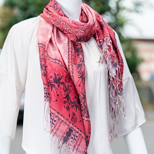 Pink BEige Paisley Woman Digital Printed Scarf