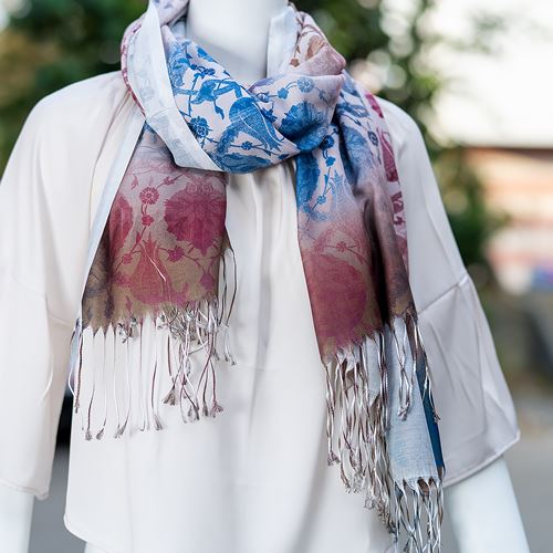 Brown Red Blue Woman Digital Printed Scarf