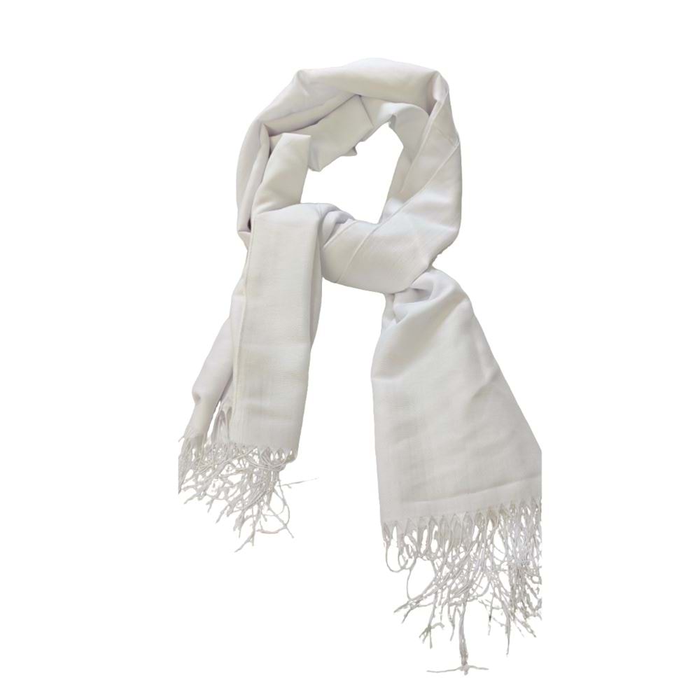 White Womens Fringed Scarf Long Size Full Viscose
