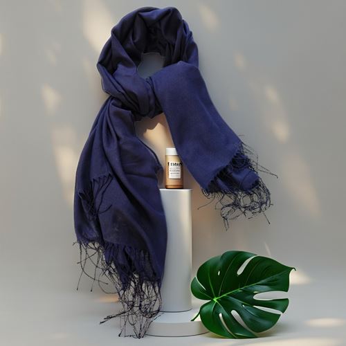 Navy Womens Fringed Scarf Long Size Full Viscose