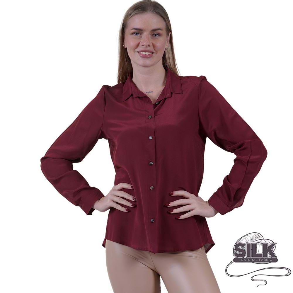 Wine 100% Pure Silk Women's Shirt