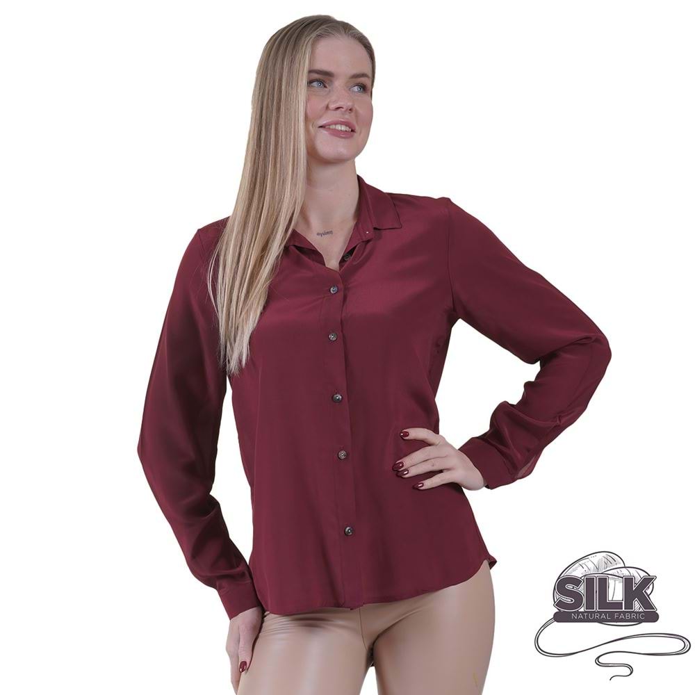 Wine 100% Pure Silk Women's Shirt
