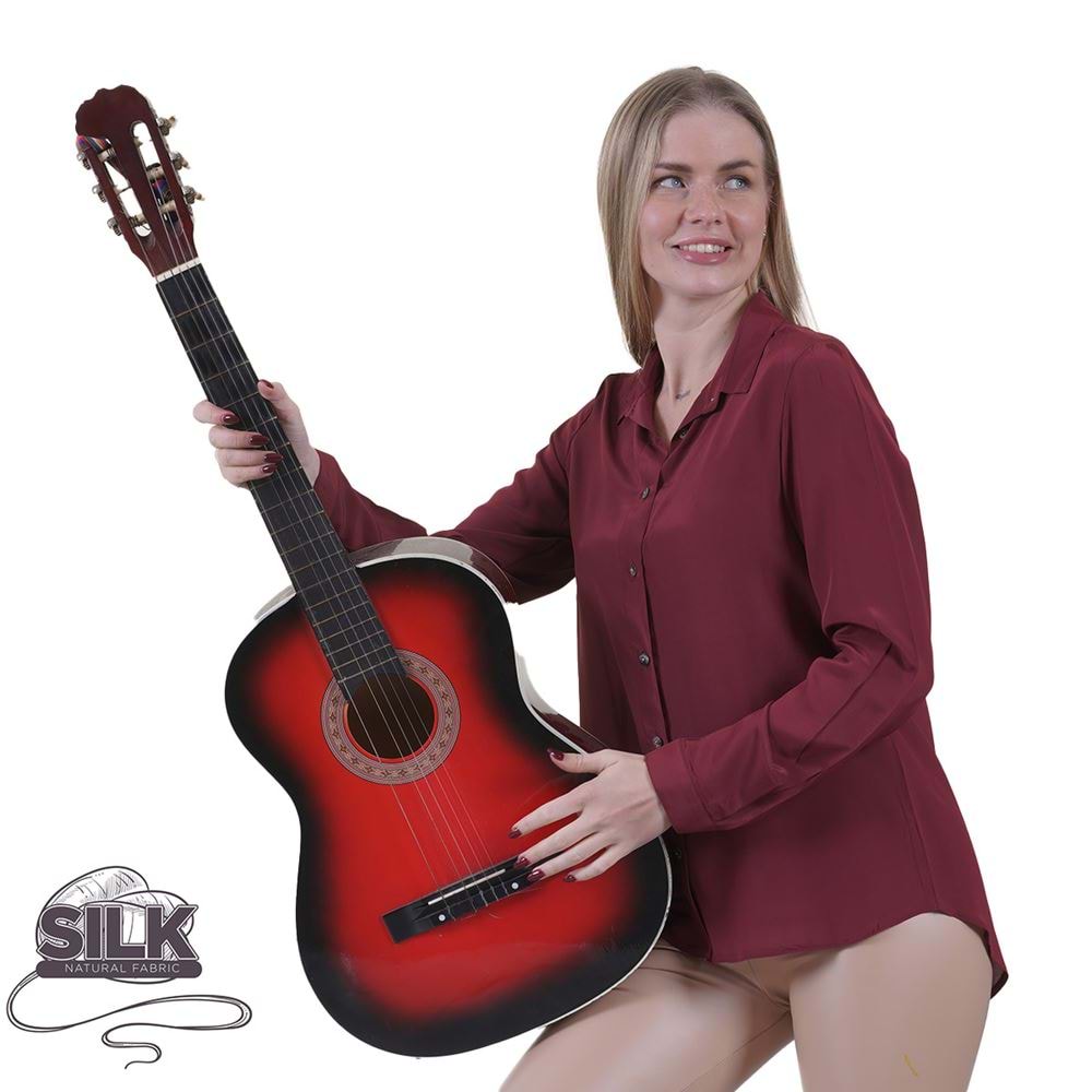 Wine 100% Pure Silk Women's Shirt