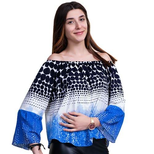 Blue Polka Dot Women Blouse