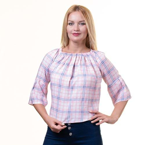 Pink Plaid Women Blouse