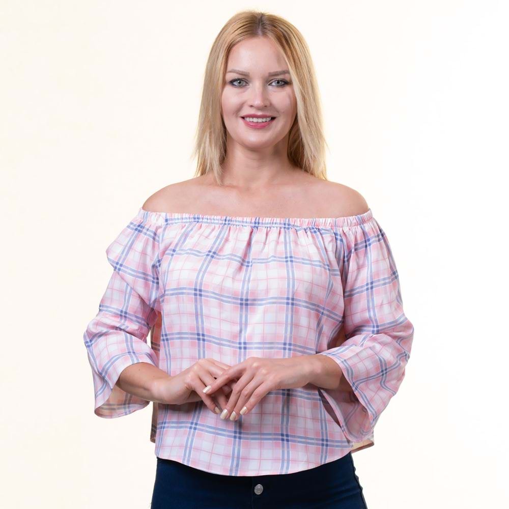 Pink Plaid Women Blouse