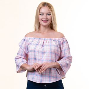 Pink Plaid Women Blouse