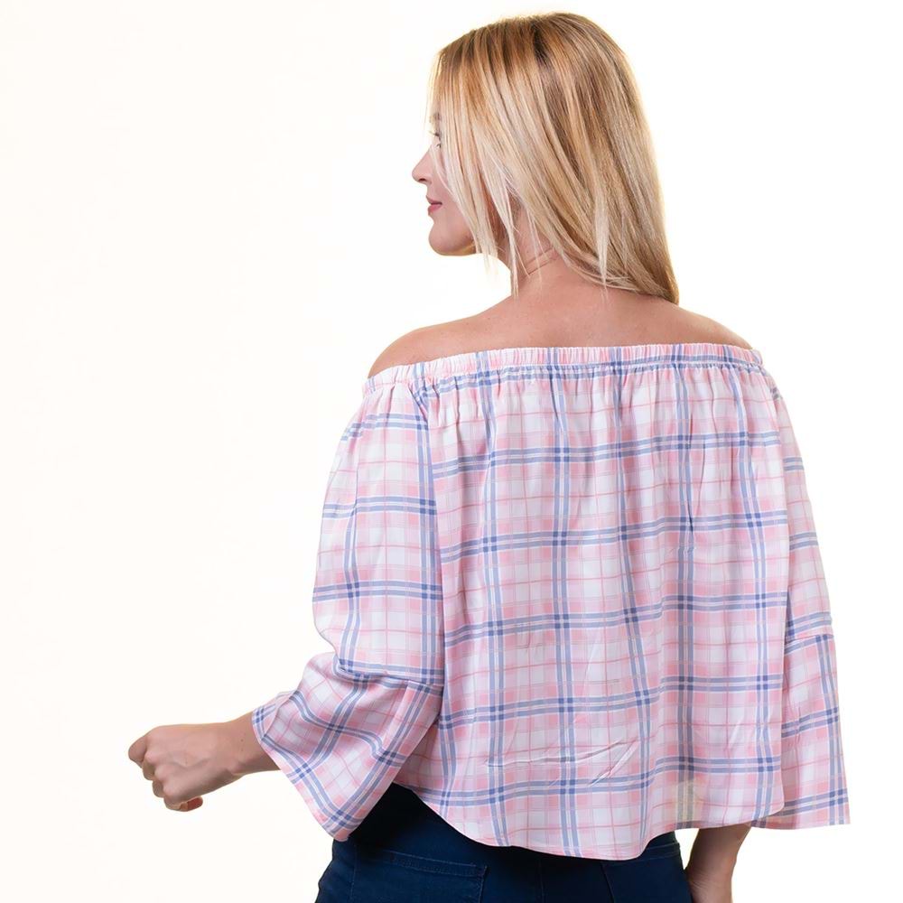 Pink Plaid Women Blouse