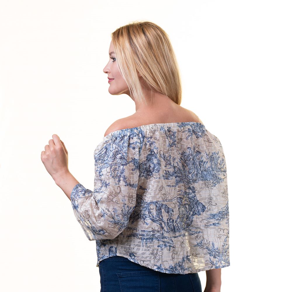 Cream Blue Women Blouse