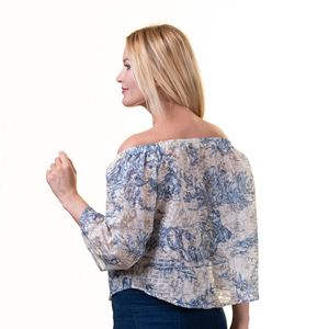 Cream Blue Women Blouse
