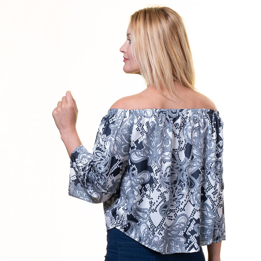 Navy Paisley Women Blouse