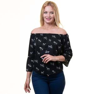 Black Horse Printed Women Blouse