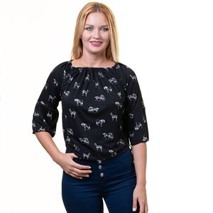 Black Horse Printed Women Blouse