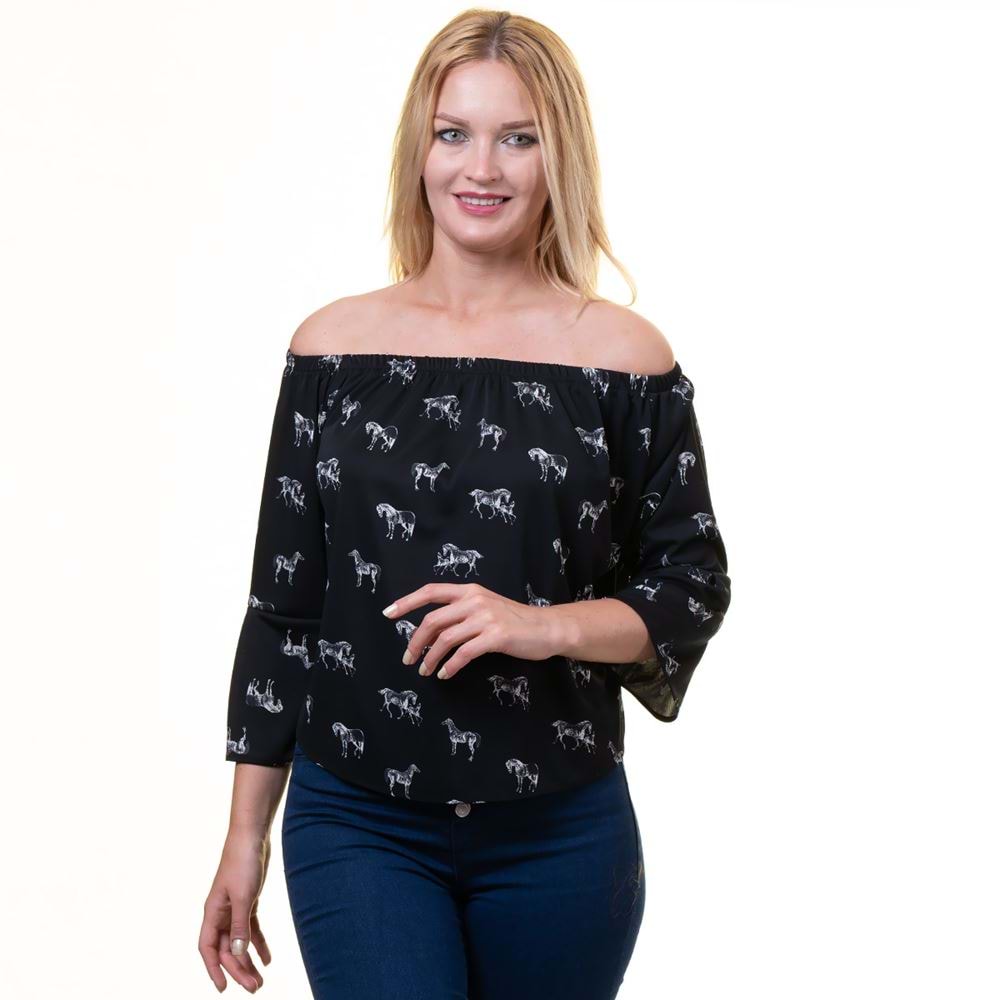 Black Horse Printed Women Blouse