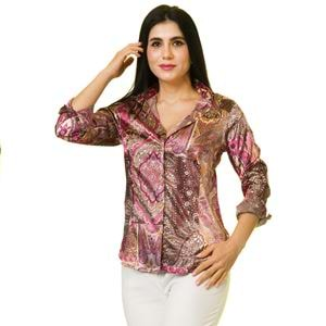 Purple Ethnical Printed Women's Shirt