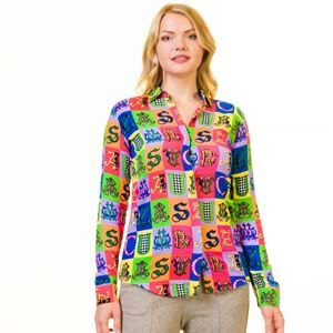 Colorful Alphabet Printed Retro Women's Shirt