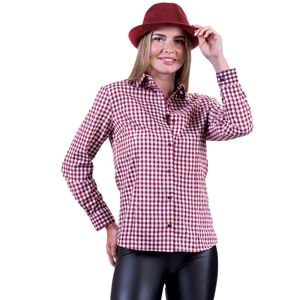 Burgundy White Gingham Women's Shirt