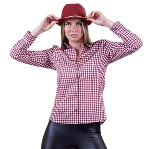 Burgundy White Gingham Women's Shirt