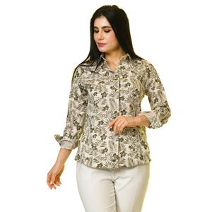 Khaki Beige Floral Hawaii Women's Shirt