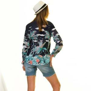 Navy Hawaii Printed Women's Shirt