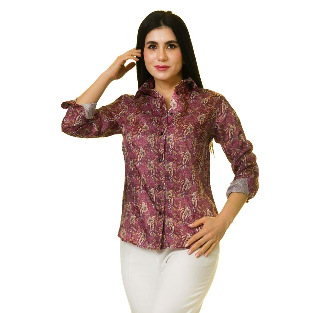 Burgundy Gold Paisley Women's Shirt