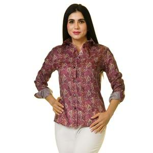 Burgundy Gold Paisley Women's Shirt