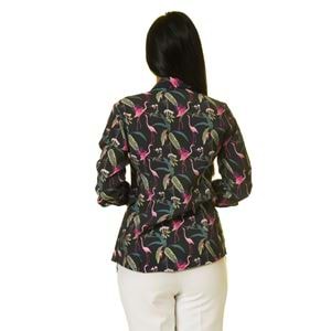 Flamingo Printed on Black Women's Shirt