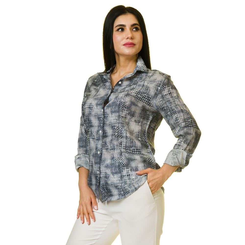 Gray Blue Designer Women's Shirt