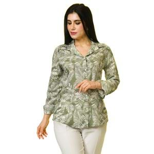 Green White Floral Women's Shirt