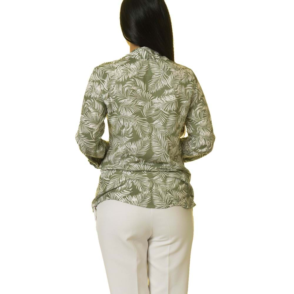 Green White Floral Women's Shirt