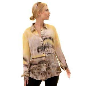 Zebra and Madacascar Forest Style Designer Women's Shirt