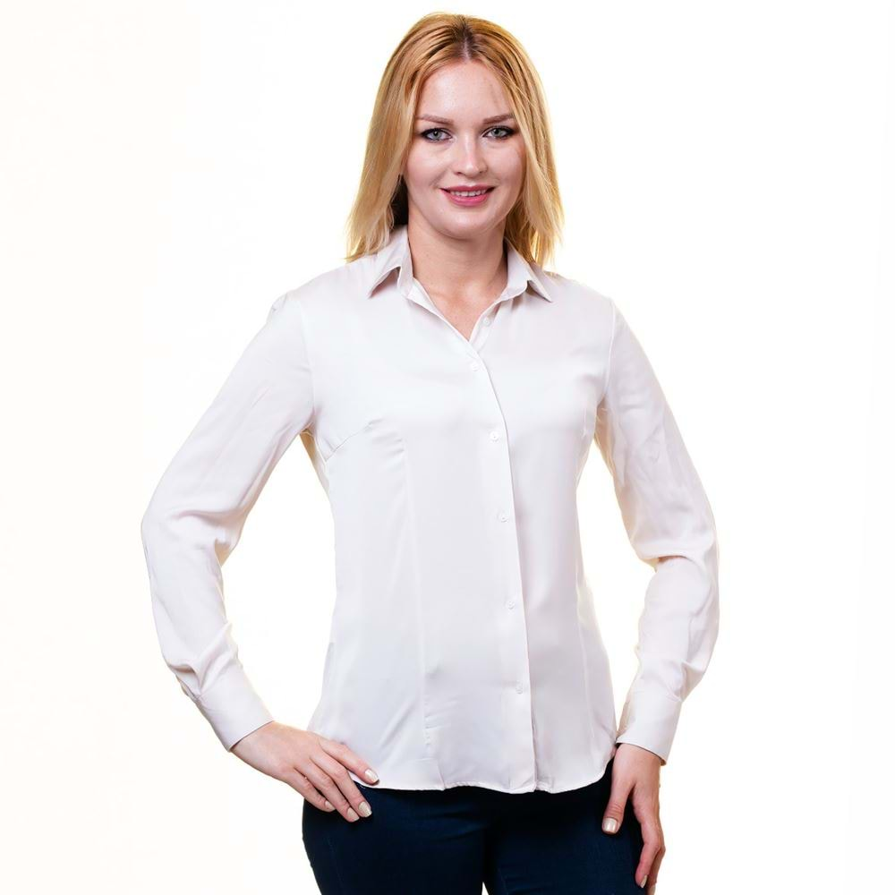 Basic White Plain Long Sleeved Women's Shirt