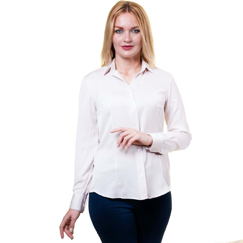 Basic White Plain Long Sleeved Women's Shirt