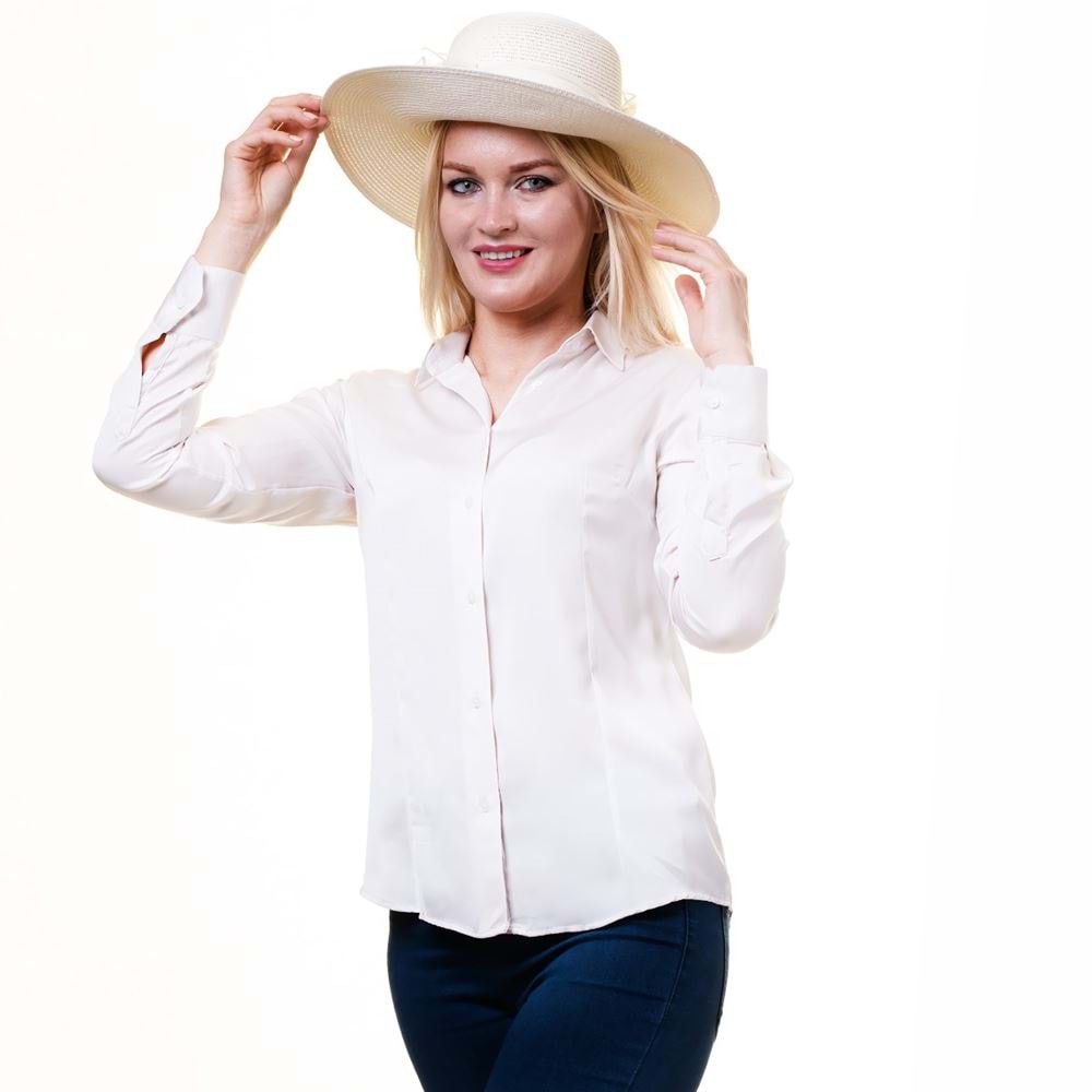 Basic White Plain Long Sleeved Women's Shirt