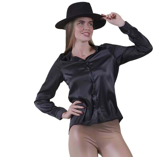 Black Women's Satin Shirt