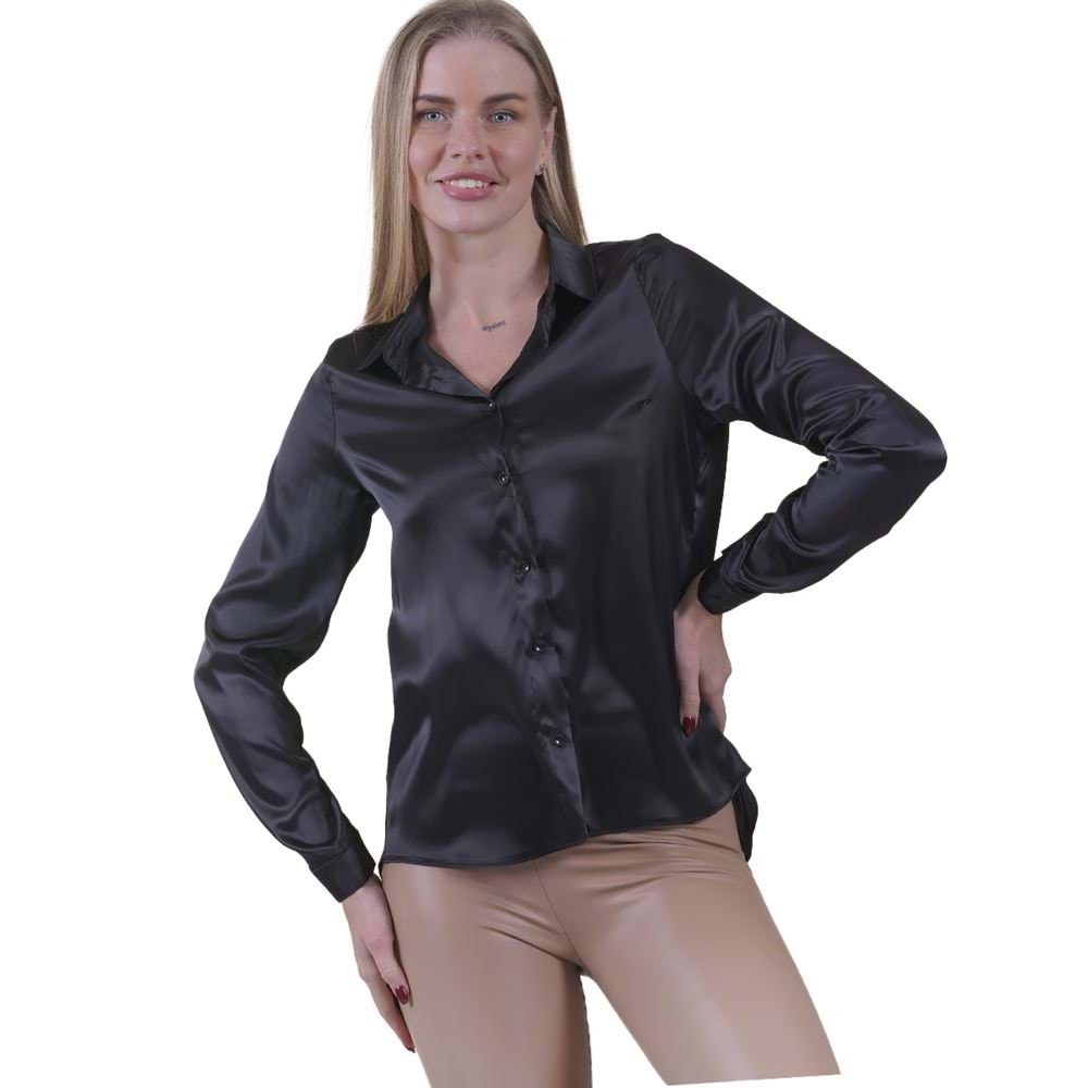 Black Women's Satin Shirt