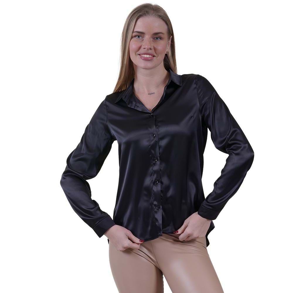Black Women's Satin Shirt
