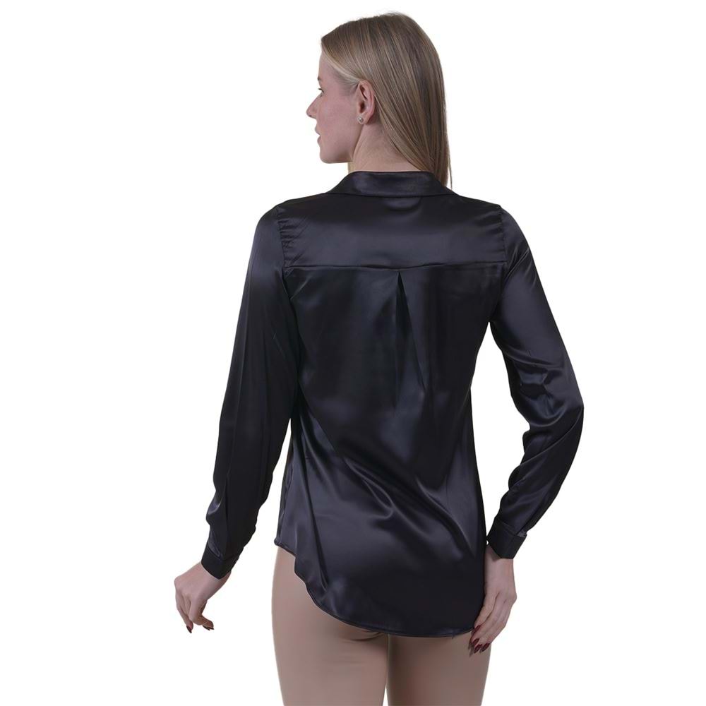 Black Women's Satin Shirt