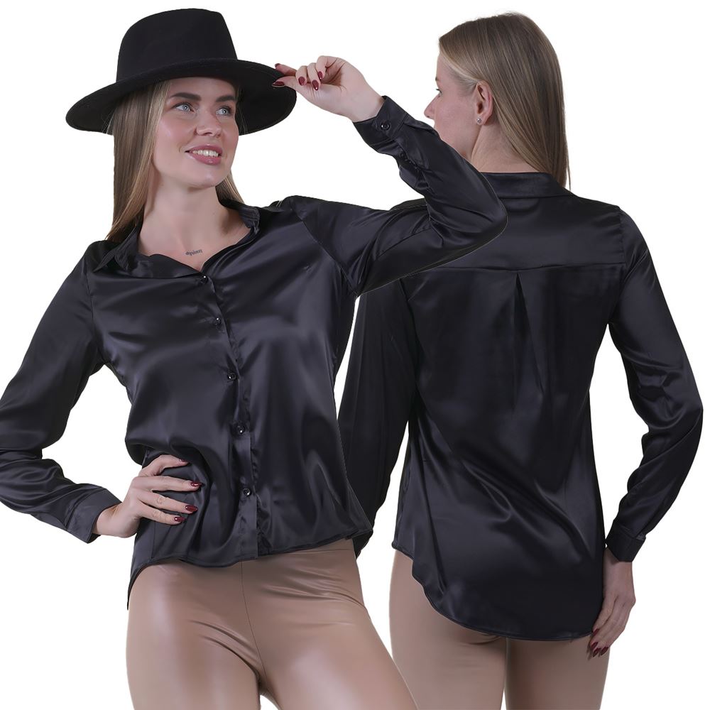 Black Women's Satin Shirt