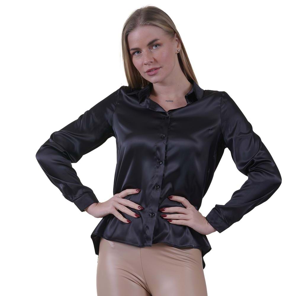 Black Women's Satin Shirt