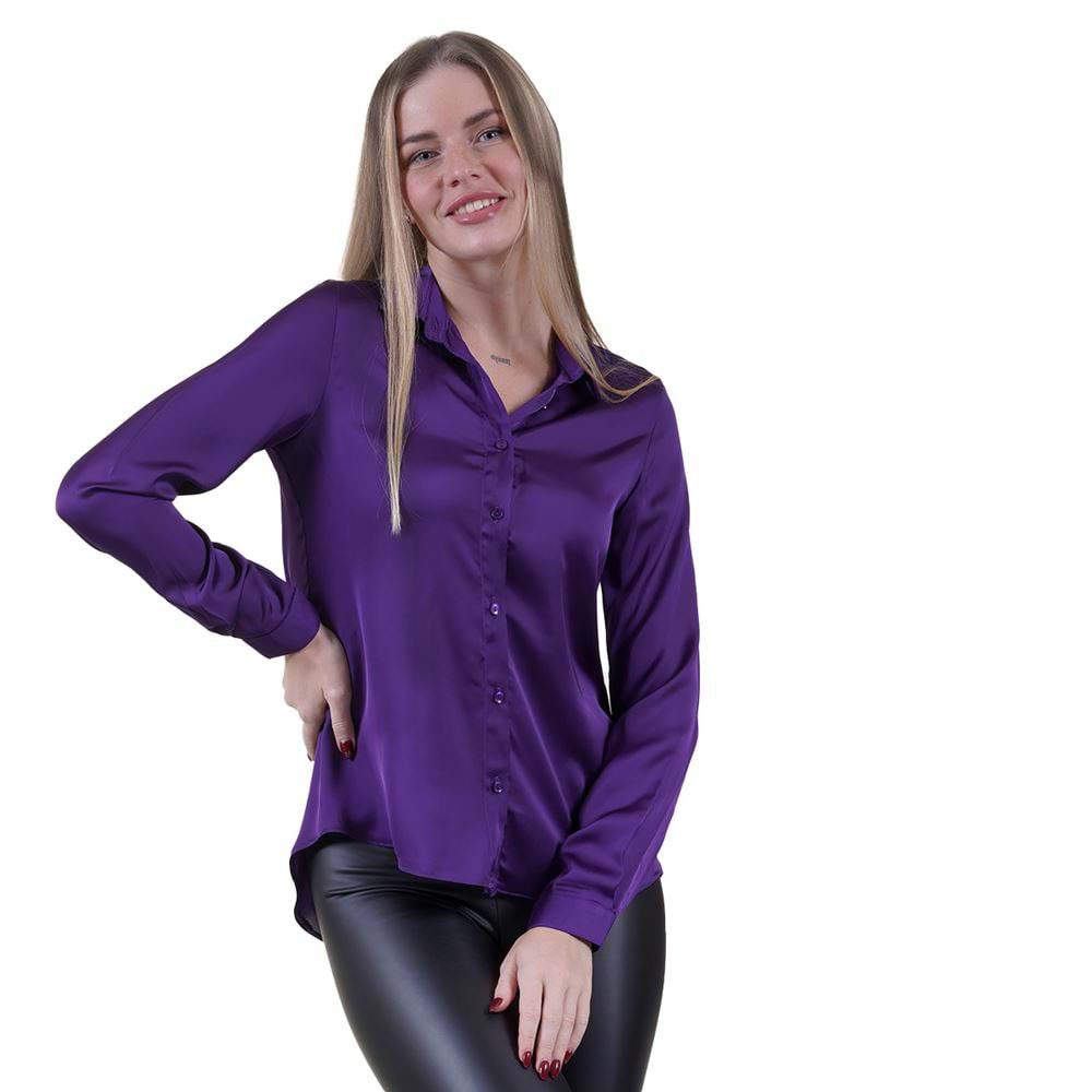 Purple Women's Satin Shirt