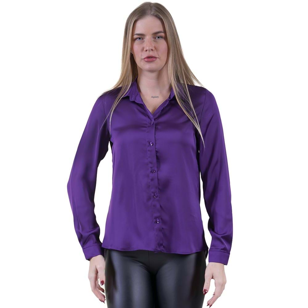 Purple Women's Satin Shirt